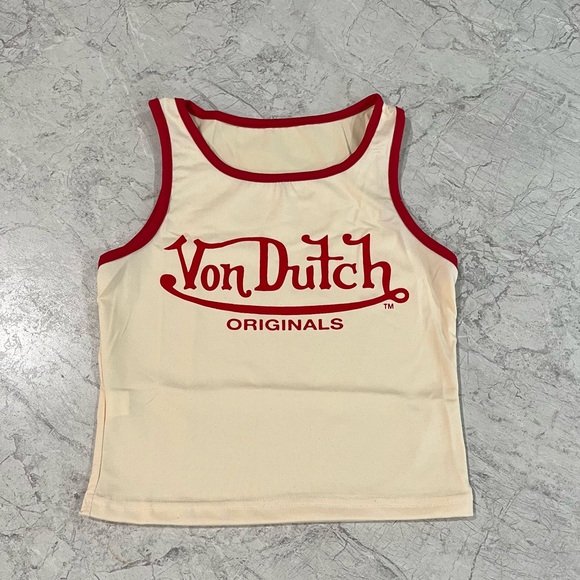 Von Dutch Tops - Original Vintage Von Dutch Crop Top T-Shirt Baby Tee Tank Tops, Slim Fit
